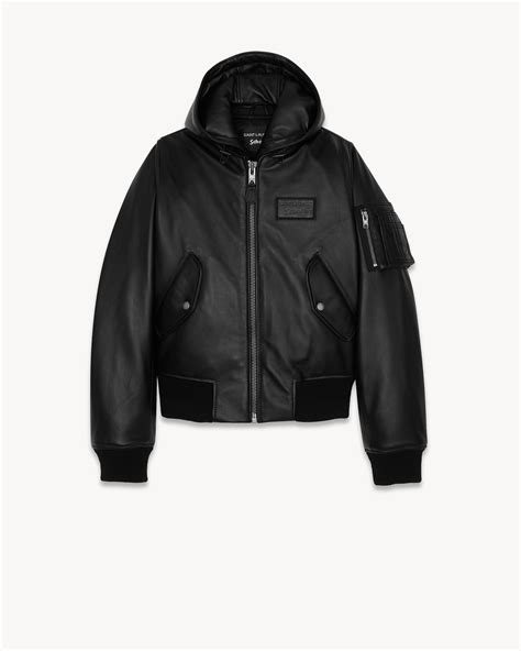 ysl leather bomber jacket|ysl jacket sale.